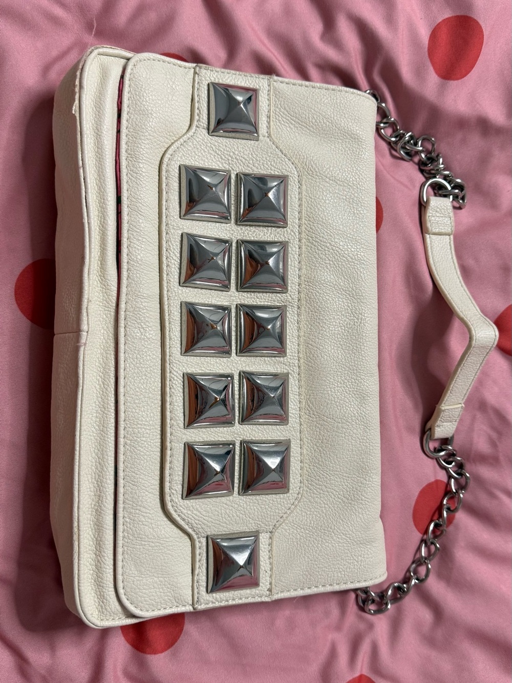 Betsey Johnson White Studded Wristlet Clutch